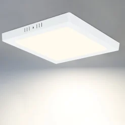 NETTLIFE Plafonnier LED 4000K 18W Blanc 23CM IP44 Lampe de Salle de Bain Lampe Moderne Carré Blanc Neutre Étanche pour Bureau