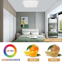 NETTLIFE Plafonnier LED Lampe de Ciel Étoilé avec Télécommande 37 W Lampe de d'Enfant Lampe Carrée 28 cm pour Salon Couloir