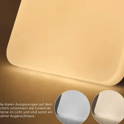 NETTLIFE Plafonnier LED Lampe de Ciel Étoilé avec Télécommande 37 W Lampe de d'Enfant Lampe Carrée 28 cm pour Salon Couloir