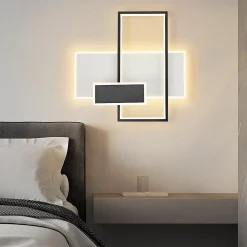 NETTLIFE Plafonnier LED lampe de salon à intensité variable 62 W avec 2 spots de plafond, noir, avec télécommande, acrylique