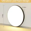 NETTLIFE Plafonnier LED Lampe Plate Noir 15W Lampe Ronde Lampe de Salle de Bain IP44 Lampe Blanc Chaud Diamètre 18cm