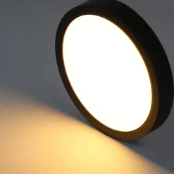 NETTLIFE Plafonnier LED Lampe Plate Noir 15W Lampe Ronde Lampe de Salle de Bain IP44 Lampe Blanc Chaud Diamètre 18cm