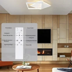 NETTLIFE Plafonnier LED Lampe à Intensité Variable 50W Design Moderne avec Télécommande en Métal pour Salle à Manger Cuisine