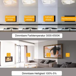 NETTLIFE Plafonnier LED Lampe à Intensité Variable 50W Design Moderne avec Télécommande en Métal pour Salle à Manger Cuisine