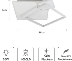 NETTLIFE Plafonnier LED Lampe à Intensité Variable 50W Design Moderne avec Télécommande en Métal pour Salle à Manger Cuisine