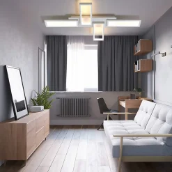 NETTLIFE Plafonnier LED lampe de salon blanc dimmable 58W 82.7CM carré design moderne avec télécommande