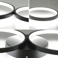 NETTLIFE Plafonnier LED moderne à intensité variable, noir, 88cm, 55 W, avec télécommande, Dimmable 4 Lampes , Design Moderne