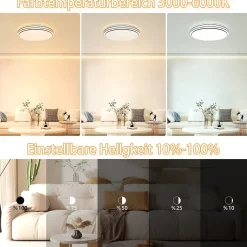 NETTLIFE Plafonnier LED Moderne Rond 27cm Ciel Étoilé Intensité Variable avec Télécommande Lampe de 23W pour Cuisine Couloir