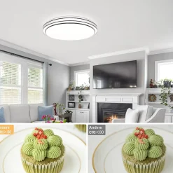 NETTLIFE Plafonnier LED Moderne Rond 27cm Ciel Étoilé Intensité Variable avec Télécommande Lampe de 23W pour Cuisine Couloir