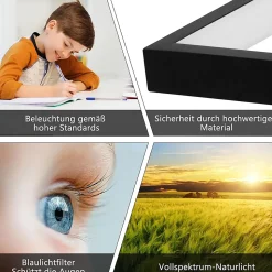 NETTLIFE Plafonnier LED Métal Noir 72W 80CM Salon Lampe de Salon Moderne Dimmable avec Télécommande Design Rectangulaire pours