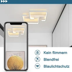 NETTLIFE Plafonnier LED Moderne 19W, 30 cm Lampe Blanc Chaud 3000 K Design pour Intérieur Couloir Chambre Cuisine Salon Studio