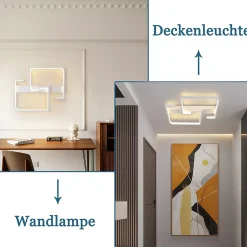 NETTLIFE Plafonnier LED Moderne 19W, 30 cm Lampe Blanc Chaud 3000 K Design pour Intérieur Couloir Chambre Cuisine Salon Studio