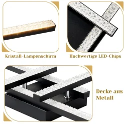 NETTLIFE Plafonnier LED Moderne Design 24W Noir 3000K blanc chaud