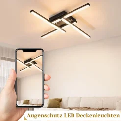 NETTLIFE Plafonnier LED Moderne Design 24W Noir 3000K blanc chaud