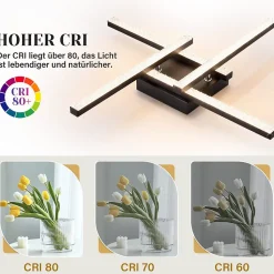 NETTLIFE Plafonnier LED Moderne Design 24W Noir 3000K blanc chaud