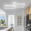 NETTLIFE Plafonnier LED Métal Blanc 48W 80CM Lampe de Salon Moderne à Intensité Variable avec Design Rectangulaire pour d'Enfant