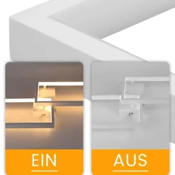 NETTLIFE Plafonnier LED Métal Blanc 48W 80CM Lampe de Salon Moderne à Intensité Variable avec Design Rectangulaire pour d'Enfant