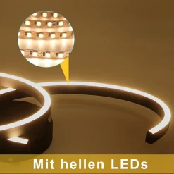 NETTLIFE Plafonnier LED Moderne 60 cm Noir 24 W Blanc Chaud Lampe de Salon pour Chambre Cuisine Couloir Salle à Manger