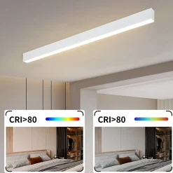 NETTLIFE Plafonnier LED Moderne 80CM Lampe de Bureau Longue Plafond 25W Dimmable avec Télécommande pour Salon Chambre à Coucher