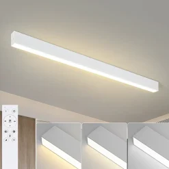 NETTLIFE Plafonnier LED Moderne 80CM Lampe de Bureau Longue Plafond 25W Dimmable avec Télécommande pour Salon Chambre à Coucher
