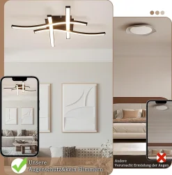 NETTLIFE plafonnier LED noir 24W 3000K blanc chaud design moderne