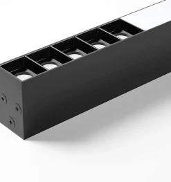 NETTLIFE Plafonnier LED Noir 25W Longue Moderne Dimmable Lampe de Salon avec Télécommande 80CM pour Bureau Chambre à Coucher