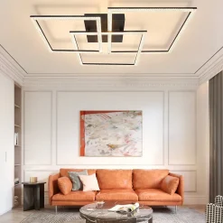 NETTLIFE Plafonnier LED Noir Lampe de 75CM Dimmable Lampe d'intérieur Design Cristal Moderne avec Télécommande pour Cuisine