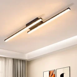 NETTLIFE Plafonnier LED Noir 12 W Lampe Moderne en Métal Cristal Lumière Chaude 3000 K pour Chambre Couloir Cuisine Bureau Salon