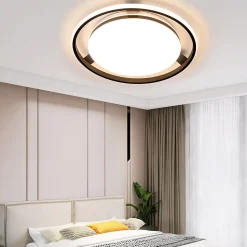 NETTLIFE Plafonnier LED Noir Moderne Télécommande Design Rond Lampe de Salon avec Lampe à Intensité Variable pour Bureau Couloir