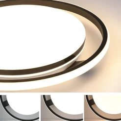 NETTLIFE Plafonnier LED Noir Moderne Télécommande Design Rond Lampe de Salon avec Lampe à Intensité Variable pour Bureau Couloir