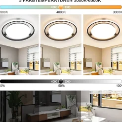 NETTLIFE Plafonnier LED Noir Moderne Télécommande Design Rond Lampe de Salon avec Lampe à Intensité Variable pour Bureau Couloir