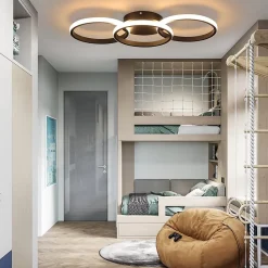 NETTLIFE Plafonnier LED Noir moderne Rond avec blanc chaud lampe de cuisine 36W pour salon, salle à manger, chambre, couloir