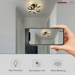 NETTLIFE Plafonnier LED Noir 17W 3000K Lampe de Couloir Moderne Blanc Chaud Géométrie Design Métal pour Couloir Entrée Cuisine