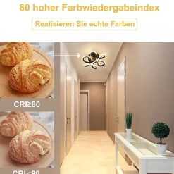 NETTLIFE Plafonnier LED Noir 17W 3000K Lampe de Couloir Moderne Blanc Chaud Géométrie Design Métal pour Couloir Entrée Cuisine