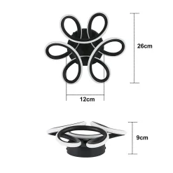 NETTLIFE Plafonnier LED Noir 17W 3000K Lampe de Couloir Moderne Blanc Chaud Géométrie Design Métal pour Couloir Entrée Cuisine