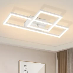 NETTLIFE Plafonnier LED plafonnier salon 20W design moderne lampe de cuisine blanc chaud carré blanc