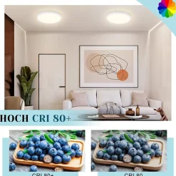 NETTLIFE Plafonnier LED plat 18 cm - 15 W, Blanc, 4000 K - Éclairage moderne cuisine, couloir, chambre