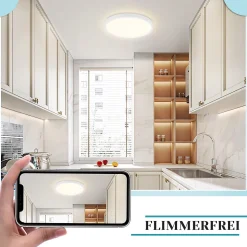 NETTLIFE Plafonnier LED plat 18 cm - 15 W, Blanc, 4000 K - Éclairage moderne cuisine, couloir, chambre