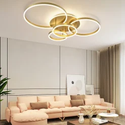 NETTLIFE Plafonnier LED pour salon Noir à intensité variable Design moderne 61 cm Avec télécommande 50 W