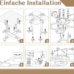 NETTLIFE Plafonnier LED pour salon Noir à intensité variable Design moderne 61 cm Avec télécommande 50 W