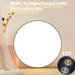 NETTLIFE Plafonnier LED plat, 30W, dimmable, noir, IP44, pour chambre, cuisine, cave 28 cm et salle de bain, avec télécommande