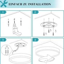 NETTLIFE Plafonnier LED plat 18 cm - 15 W, Blanc, 6000 K - Éclairage moderne cuisine, couloir, chambre