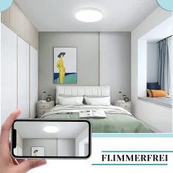 NETTLIFE Plafonnier LED plat 18 cm - 15 W, Blanc, 6000 K - Éclairage moderne cuisine, couloir, chambre