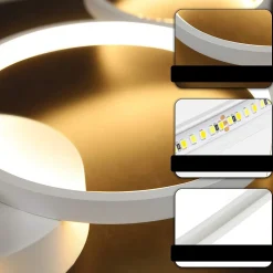 NETTLIFE Plafonnier LED Plafonnier 100cm Dimmable 4 Anneaux Moderne 56w Éclairage Blanc Avec Télécommande