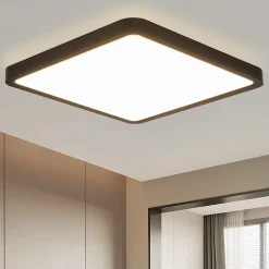 NETTLIFE Plafonnier LED Plat pour à Coucher Noir 23cm à Coucher 18W Lampe de Lampe de Couloir carrée 4000K pour Salle de Bain