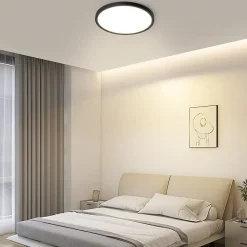 NETTLIFE Plafonnier LED Plat Pour Chambre à Coucher Noir 18cm 15w Lampe De Salle De Bain à Intensité Variable