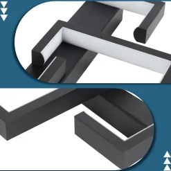 NETTLIFE Plafonnier LED Plafonnier Noir 19W 30CM Moderne Blanc Chaud 3000K Design Géométrique