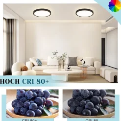 NETTLIFE Plafonnier LED plat 18 cm - 15 W, Noir, 4000 K - Éclairage moderne cuisine, couloir, chambre