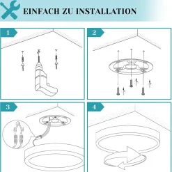 NETTLIFE Plafonnier LED plat 18 cm - 15 W, Noir, 4000 K - Éclairage moderne cuisine, couloir, chambre