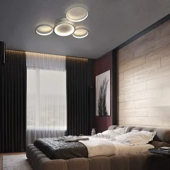 NETTLIFE Plafonnier LED plafonnier avec télécommande dimmable 52W moderne avec 4 anneaux métalliques